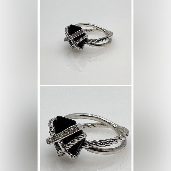 David Yurman Black Onyx bypass ring with Diamond accent. - Picture 1 of 7